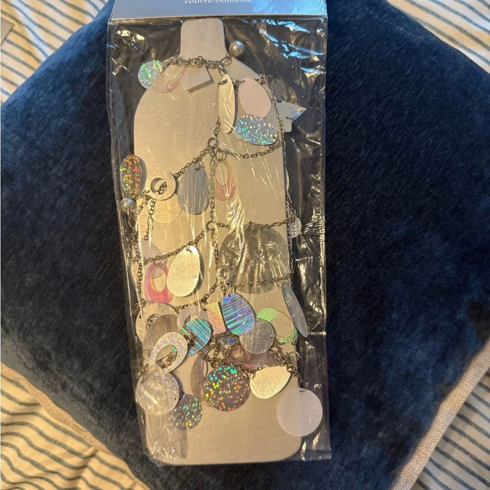 Pier 1 Imports - Silver Beaded Bottle Cover- NWT